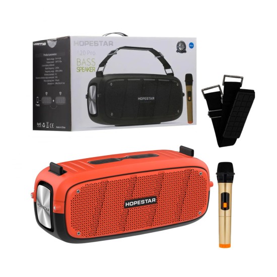 HOPESTAR PORTABLE BLUETOOTH SPEAKER A20 PRO TWS/HANDS-FREE/U DISK/TF/AUX WITH MICROPHONE SUPPORT POWER BANK 35W ORANGE HOPESTAR PORTABLE BLUETOOTH SPEAKER A20 PRO TWS/HANDS-FREE/U DISK/TF/AUX WITH MICROPHONE SUPPORT POWER BANK 35W ORANGE